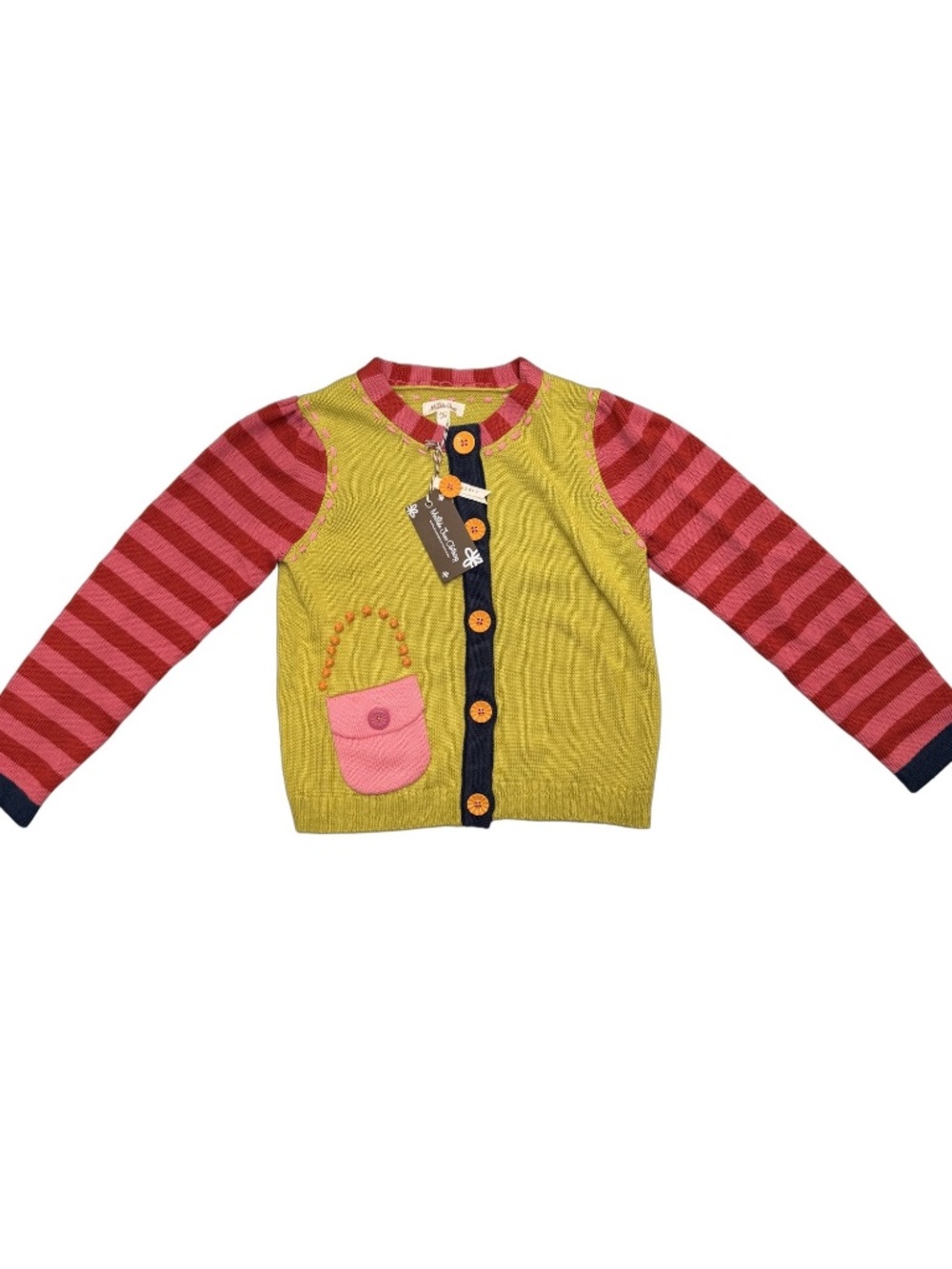 Matilda Jane Girls Cardigan Sweater Size 8 Purse Applique Striped New with Tags